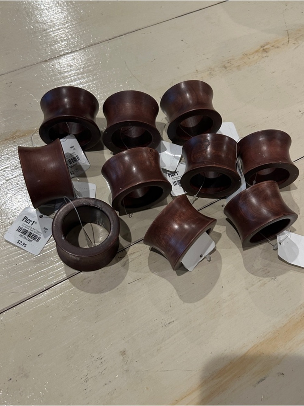 Pier 1 Brown Wooden Napkin Rings - Set
